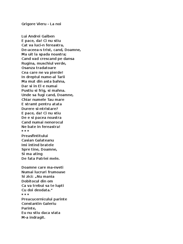 Grigore Vieru - La Noi