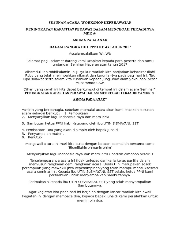 Susunan Acara Workshop Keperawatan