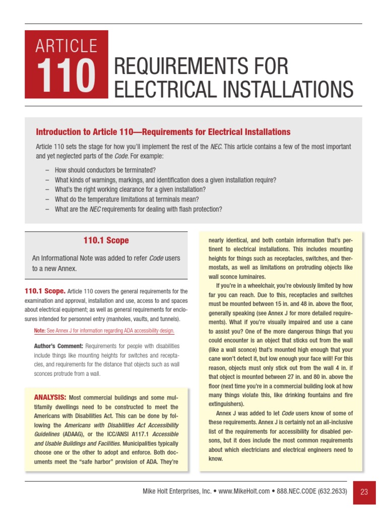 NEC Article 110 | PDF | Electrical Conductor | Electricity