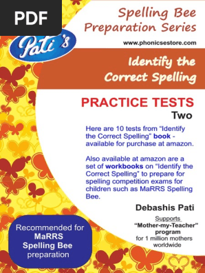 Identify the Correct Spelling : Practice Tests TWO - Prepare for MaRRS Spelling Bee competition exam.