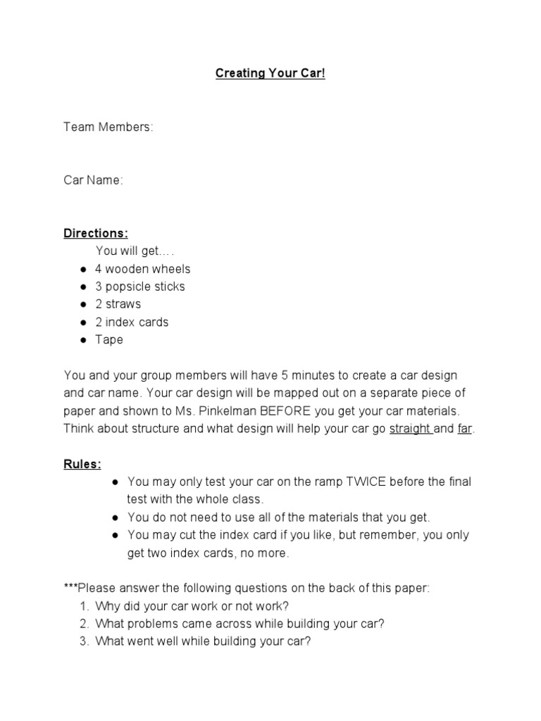 Build Your Own Car Project Guide | PDF