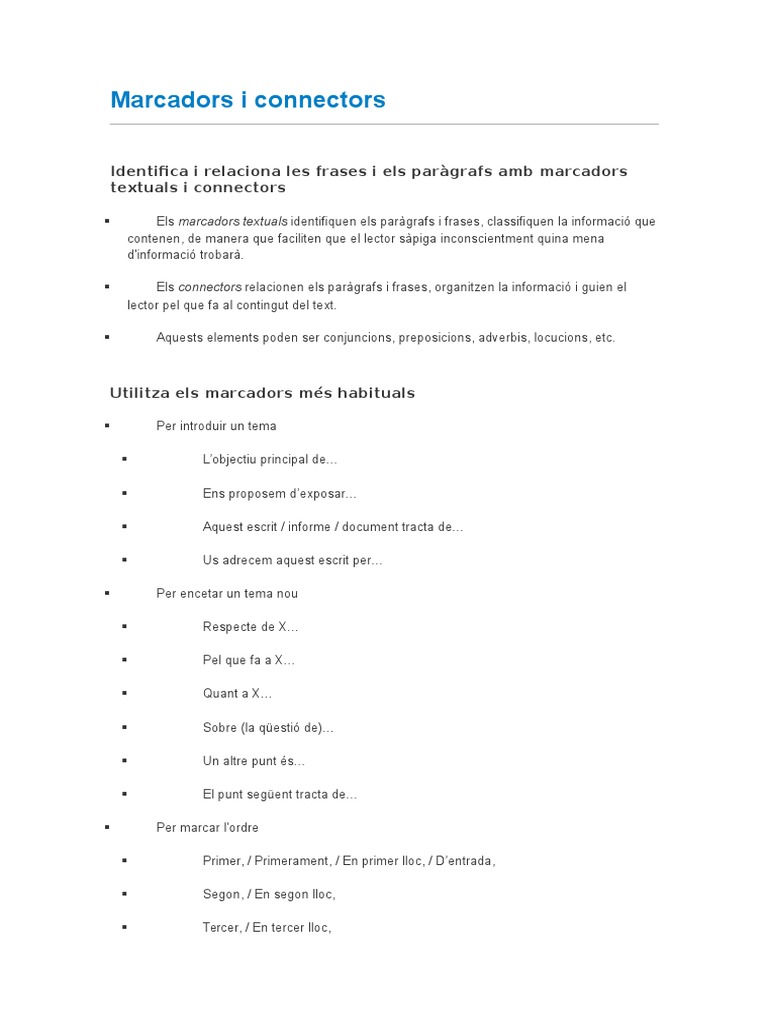 Marcadors I Connectors PDF