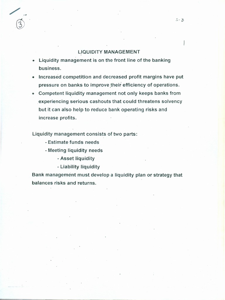 3 Liquidity Management PDF Market Liquidity Repurchase Agreement