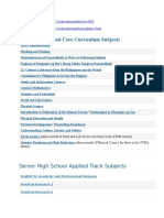 Senior High School Core Curriculum Subjects