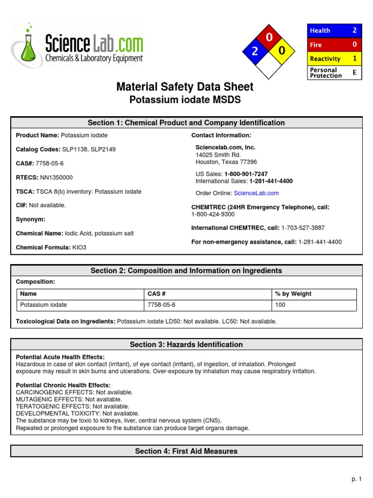 Potassium iodate risk assessment