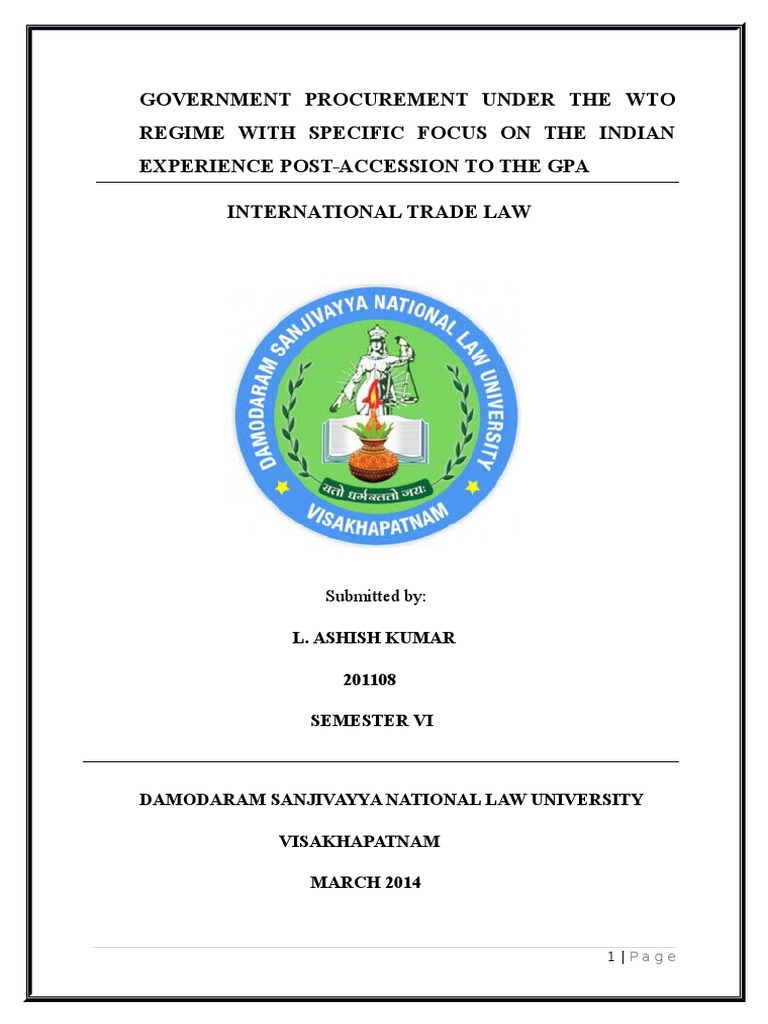 Government Procurement Agreement PDF World Trade Organization