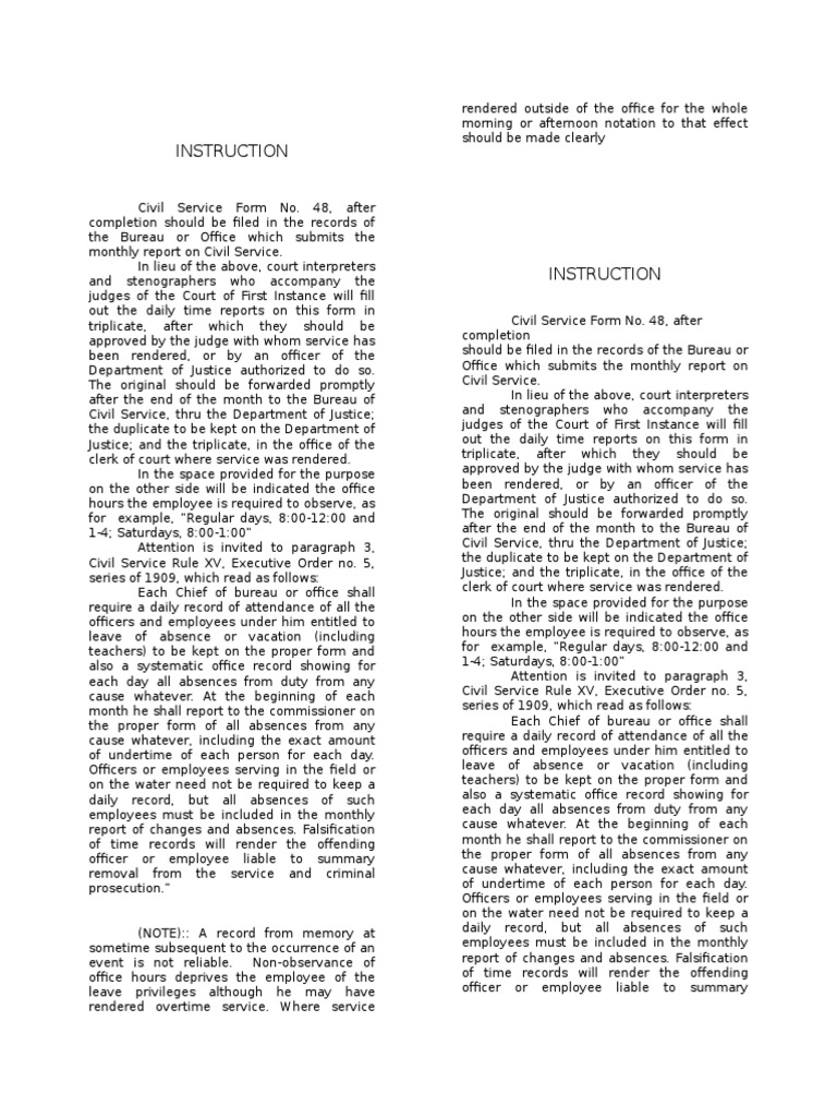 Form 48 Instruction | PDF | Employment | Public Sphere