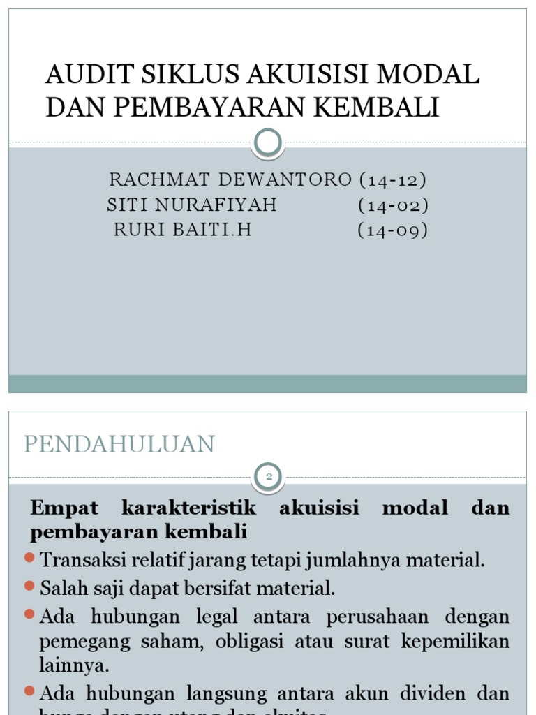 Audit Siklus Akuisisi Modal dan Pembayaran | PDF