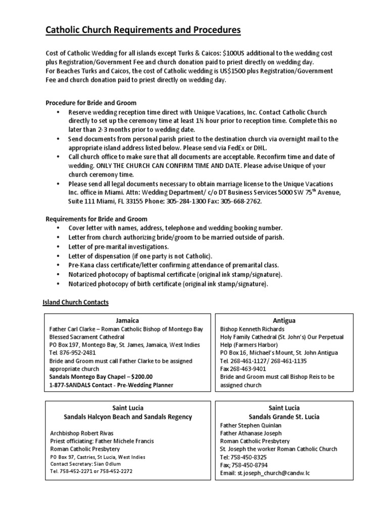 Catholic Church &amp; Jewish Wedding Requirements and