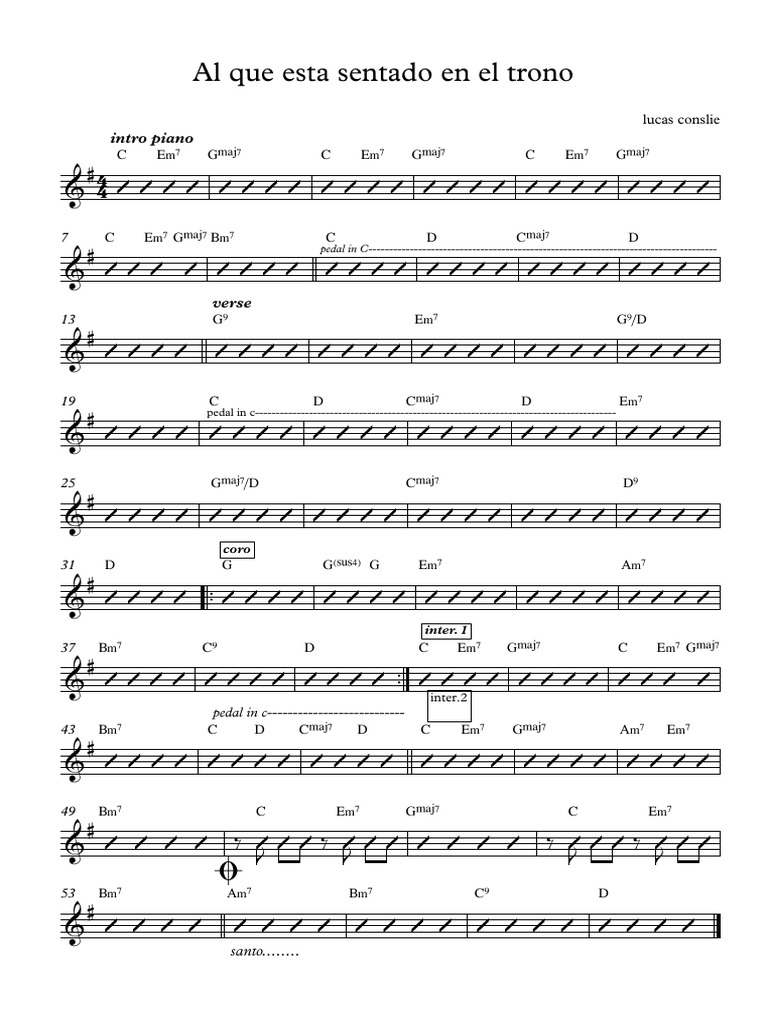 Al Que Esta Sentado en El Trono Partitura Completa PDF Ocio