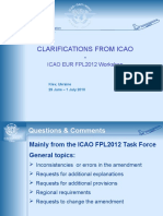 Clarifications From Icao - : ICAO EUR FPL2012 Workshop