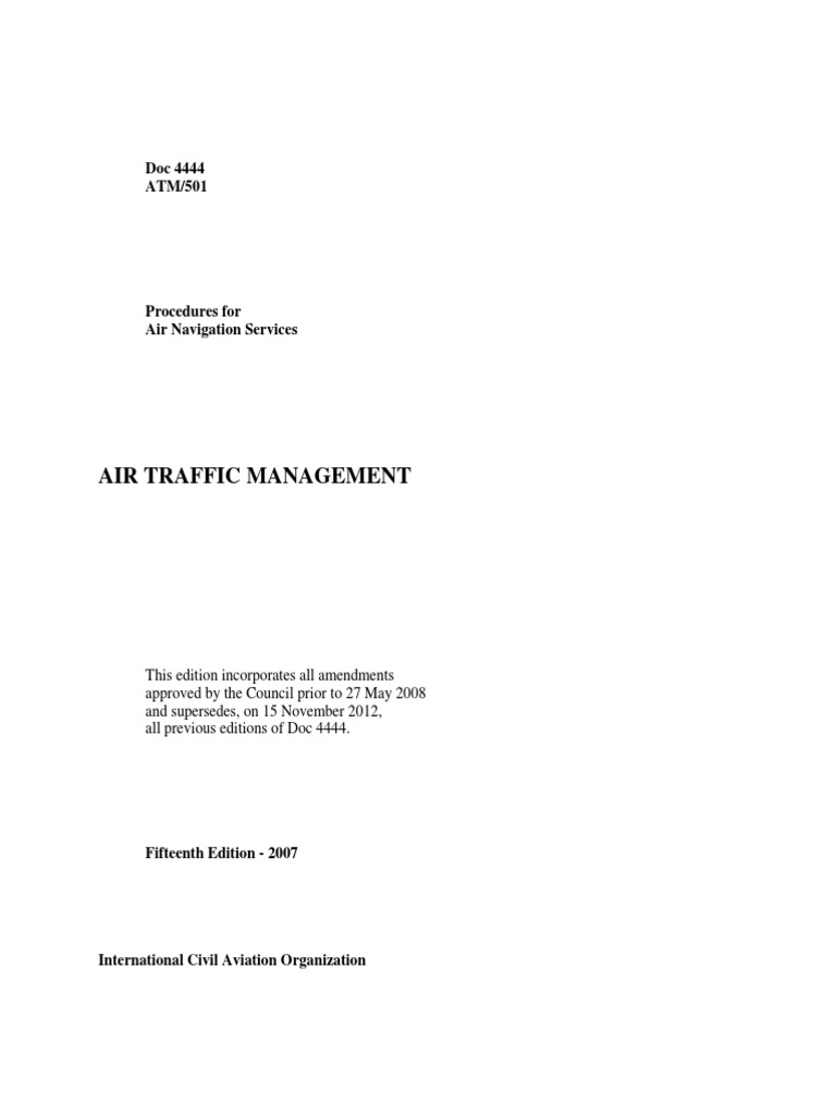 Amdt 1, Icao Doc 4444 Final (Blue Cover) | Instrument Flight Rules ...