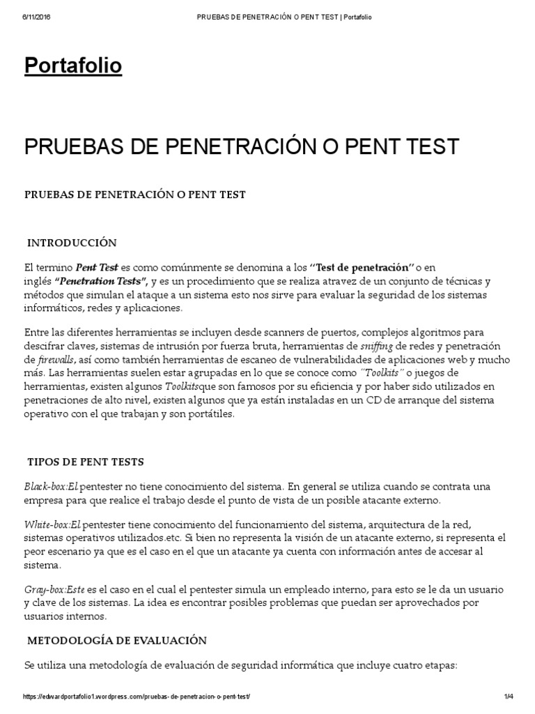 Pruebas de Penetración o Pent Test - Portafolio | PDF | Wifi | Red de ...