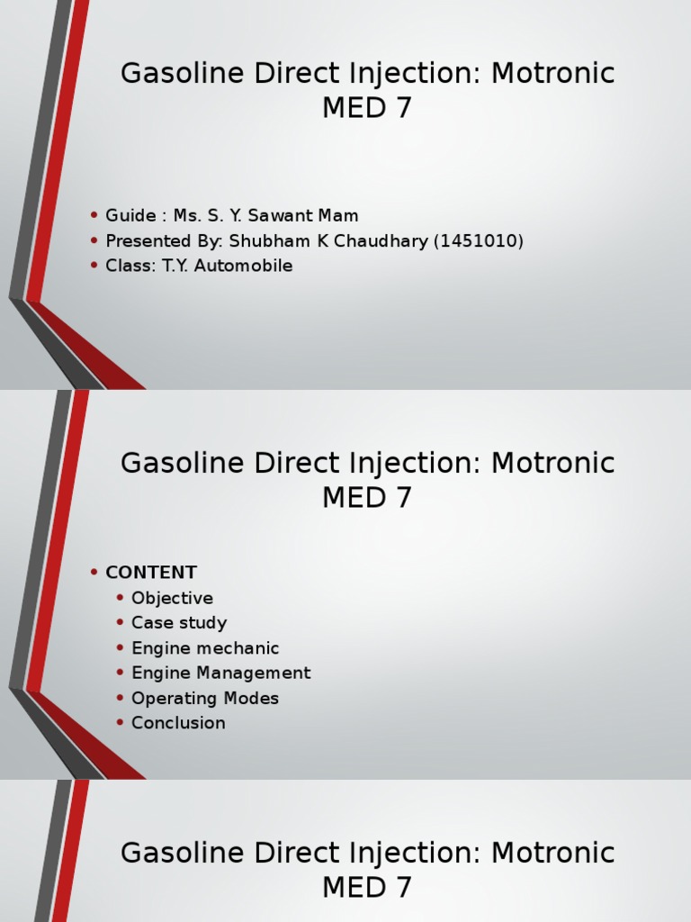Motronic MED 7: Gasoline Injection System | PDF | Fuel Injection | Vehicles