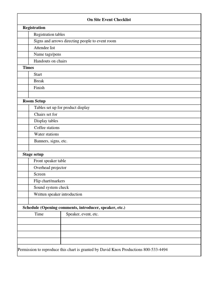 Essential On-Site Event Checklist | PDF | Computers