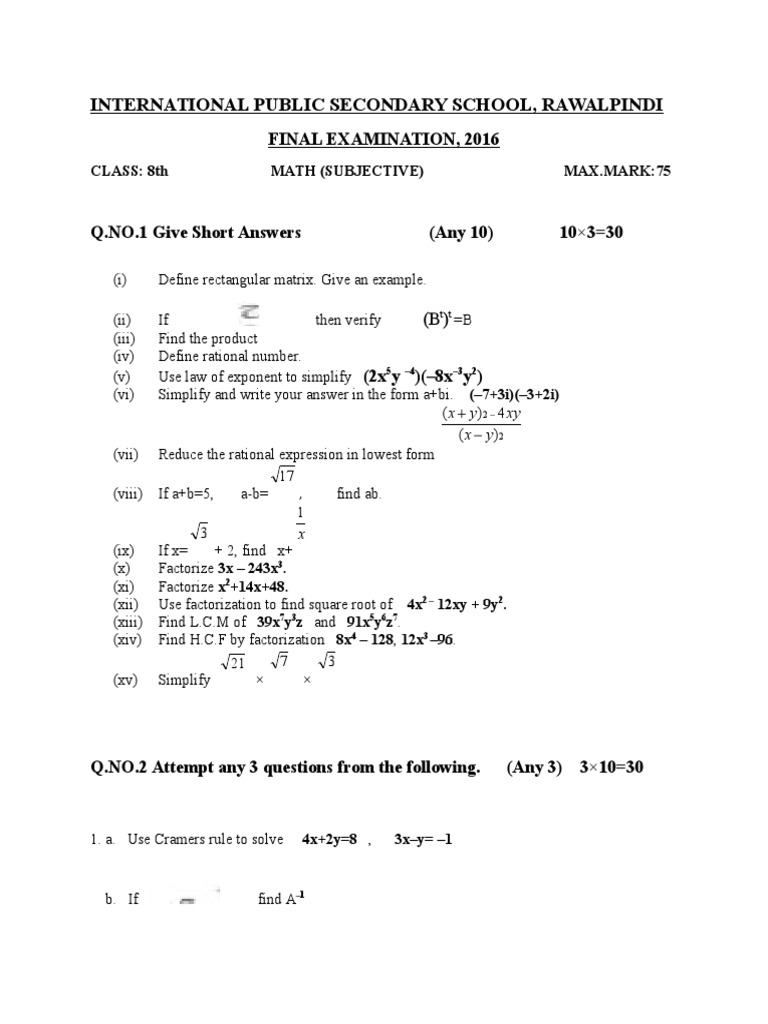 Math 8th Pdf Factorization Algebra