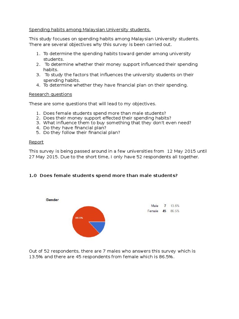 Spending Habits of Malaysian Students | PDF | Survey Methodology ...
