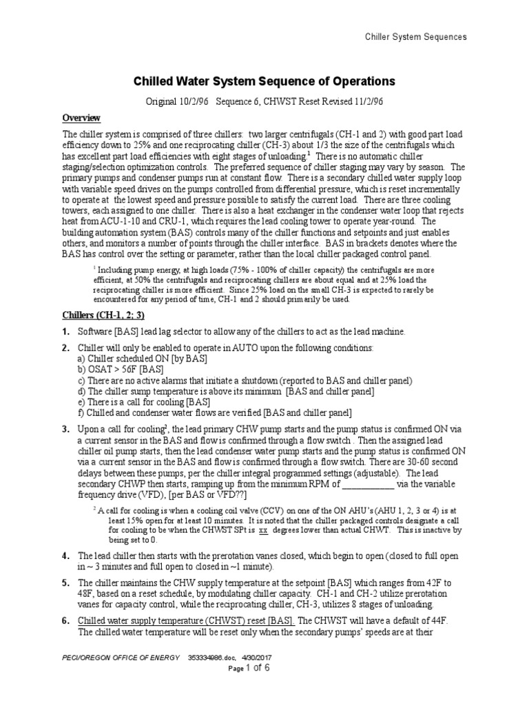 Chilled Water System Sequence of Operations PDF Heat Exchanger