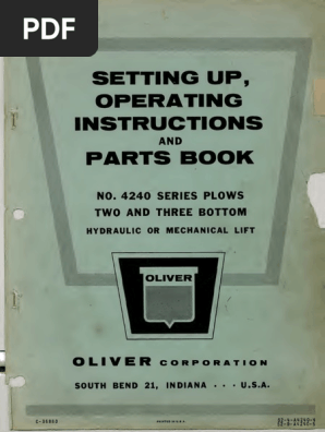 Oliver 3242 Plow Manual – 2, 3, Or 4 Bottom Plow Operator’s Guide, New, Unused