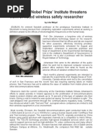 Karolinska "Nobel Prize" Institute threatens work of noted wireless safety researcher