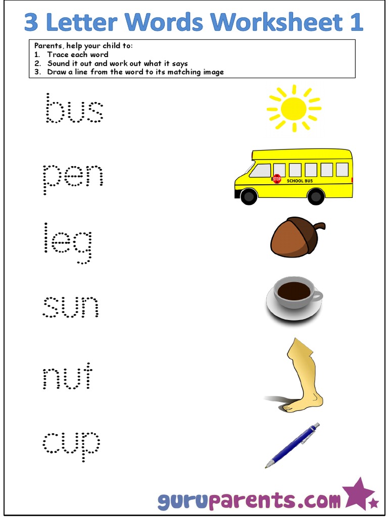 Worksheet Three Letter Words