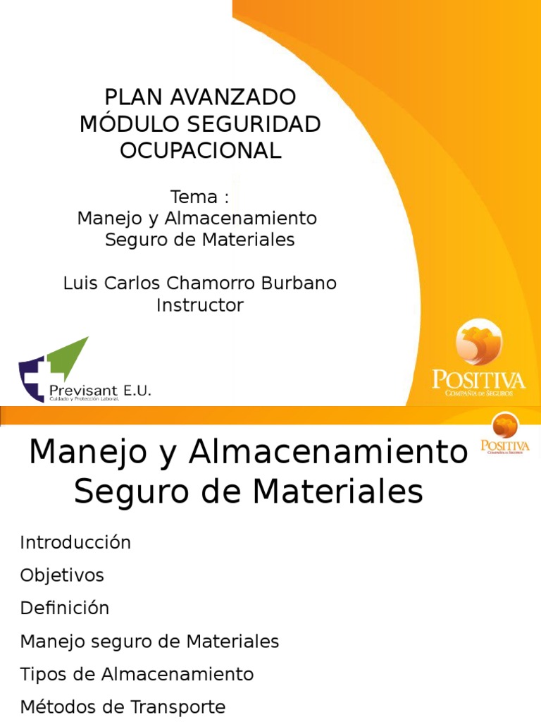 Manejo y Almacenamiento Seguro de Materiales | PDF | Transporte | Seguro