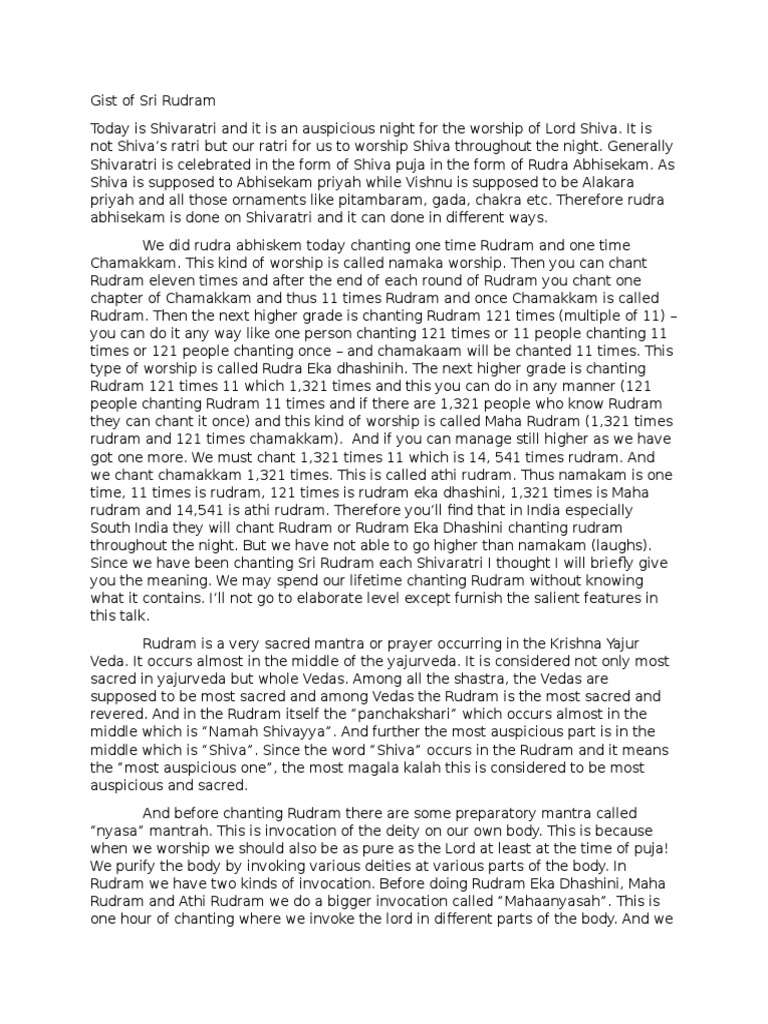Gist of Sri Rudram Plus | PDF | Bhakti | Shiva