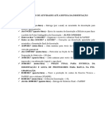 Calendário de Atividades Até A Defesa Da Dissertação