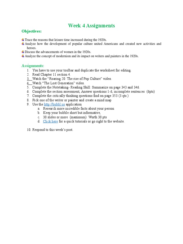 Week 4 Assignments | PDF