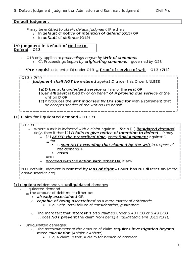 3 Default Judgment Judgment On Admission and Summary Judgment 1 | PDF ...