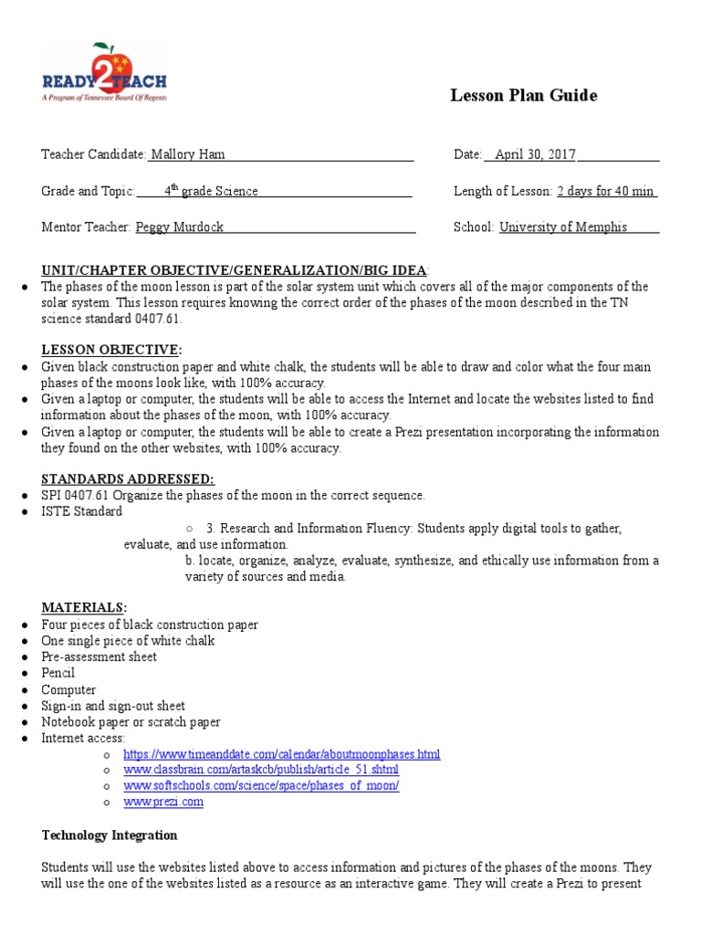 Edtpa Lesson Plan 2 Lesson Plan Cognitive Science