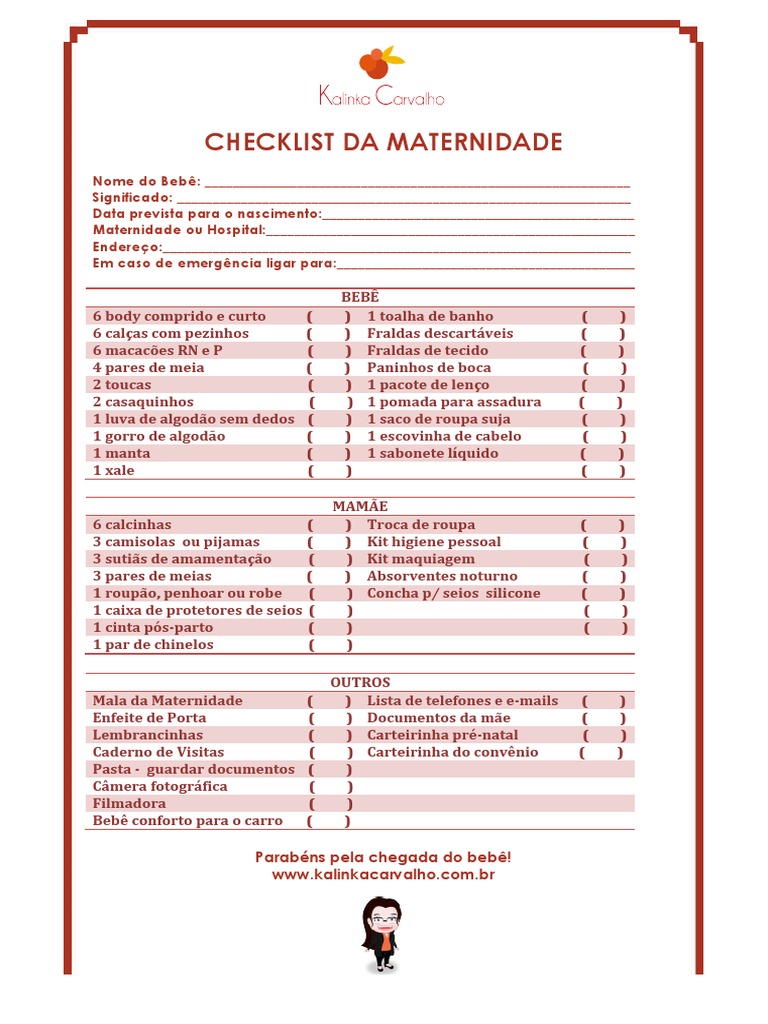 Checklist de preparação para a chegada do bebê com itens necessários ...