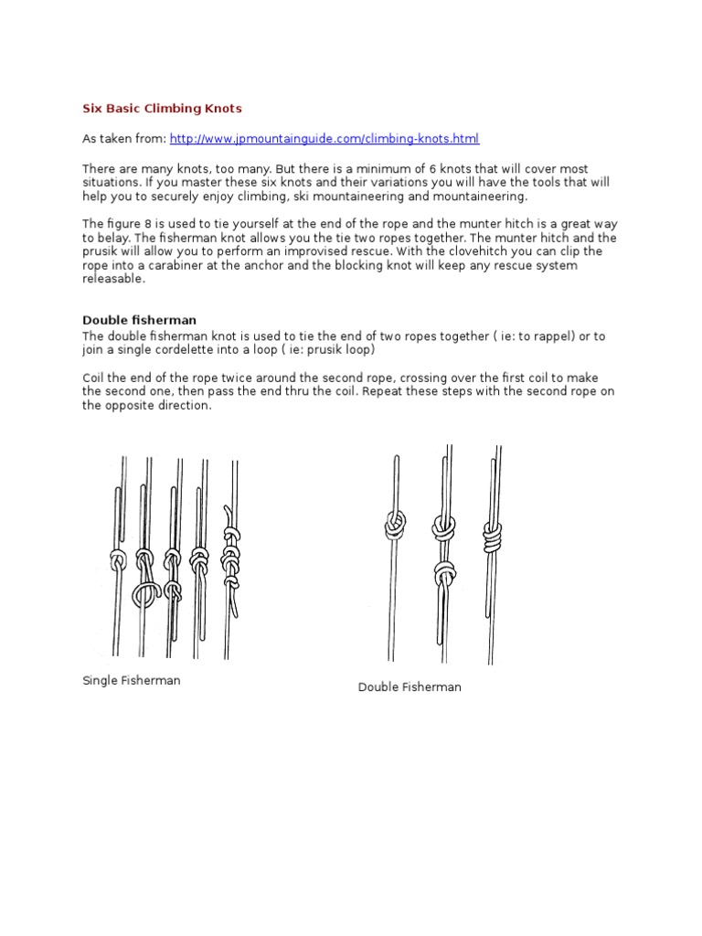 KNOTS, Six Basic Climbing Knots PDF Knot Mountaineering