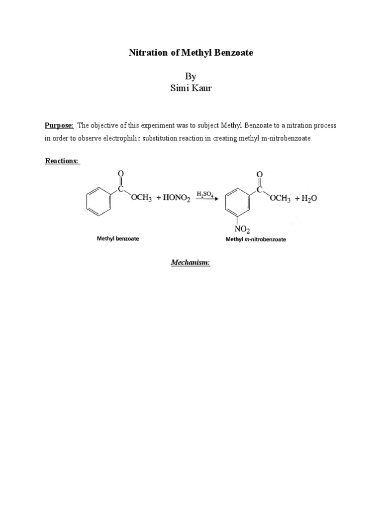Nitration of Methyl Benzoate Organic Chemistry Chemistry