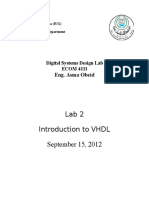 Lab 2 Introduction To VHDL September 15, 2012: Eng. Asma Obeid