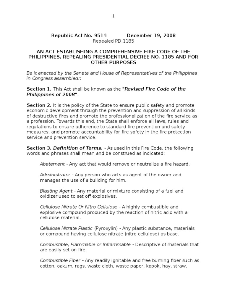 Revised Fire Code of the Philippines | PDF | Fire Safety | Explosive ...