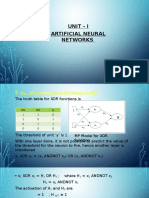 Unit - I Artificial Neural Networks