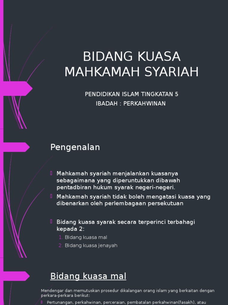 Pendidikan Islam Tingkatan 5 Bidang Kuasa Mahkamah Syariah Pdf