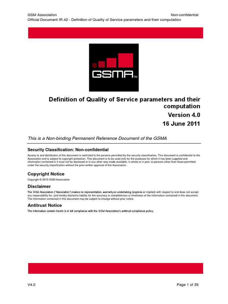 Definition of Quality of Service Parameters and Their Computation | PDF