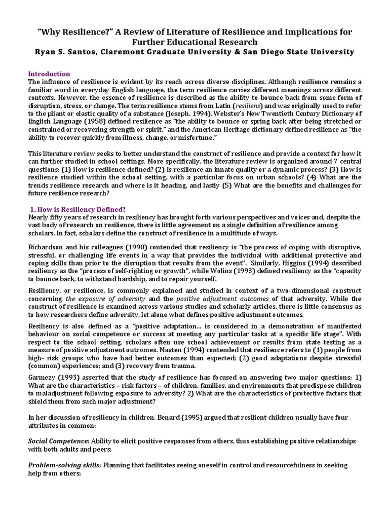 Resilience Summary Pdf Psychological Resilience Attachment Theory