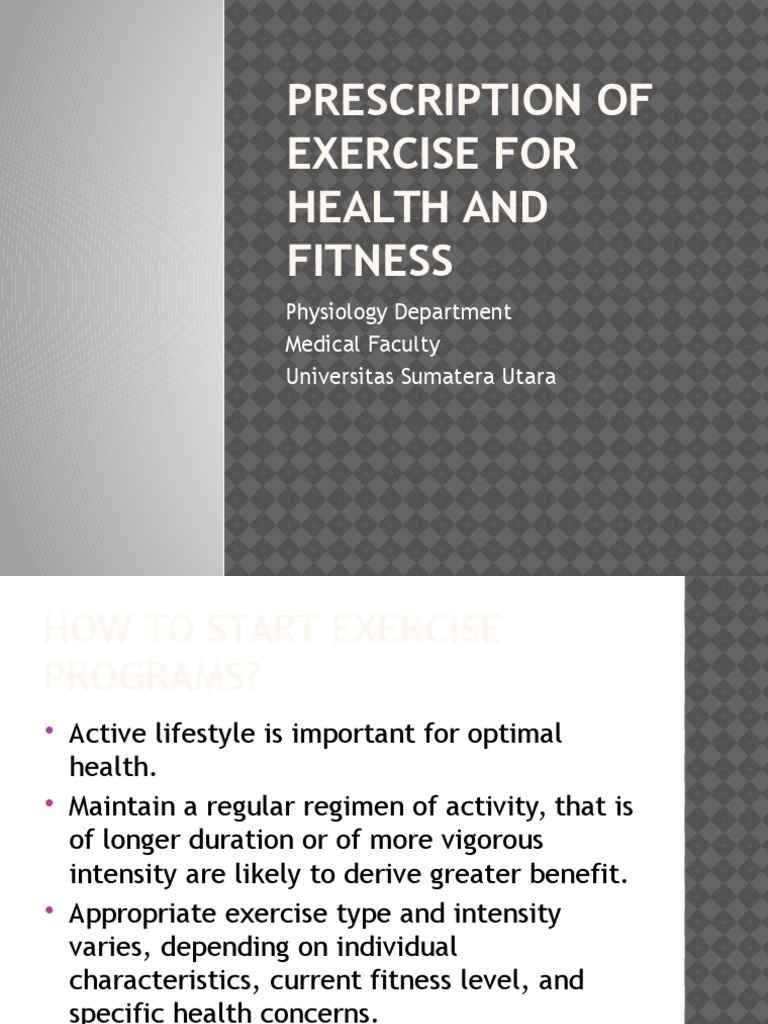 Exercise Prescription for Health Benefits | PDF | Aerobic Exercise ...
