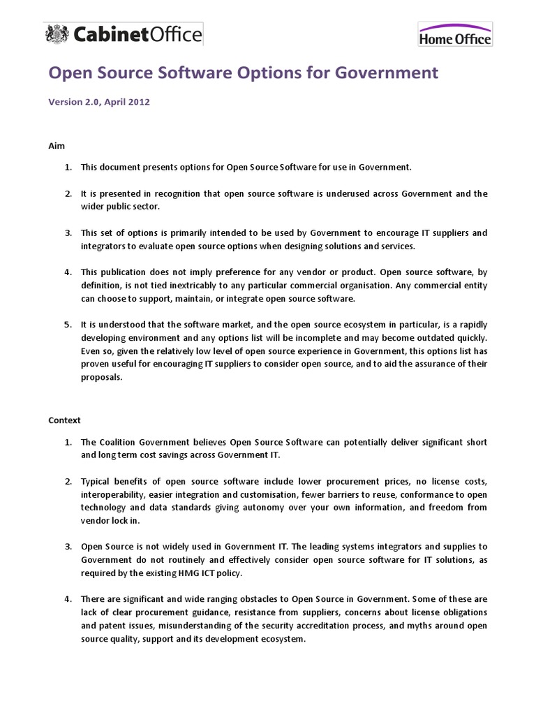 Open Source Software Options For Government: Version 2.0, April 2012 ...