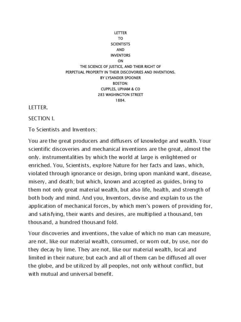 Letter To Scientists and Inventors PDF | PDF