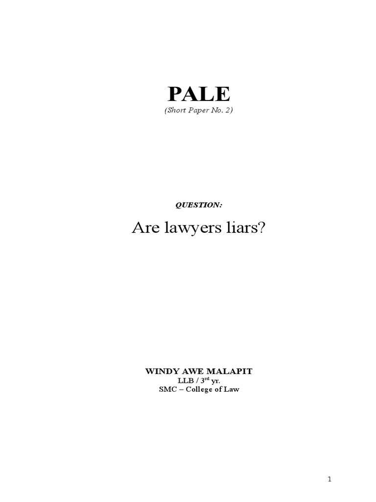 Are Lawyers Liars? PDF Lie Lawyer