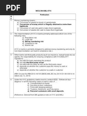 Aml Kyc Mcq Money Laundering Financial Action Task Force On Money Laundering
