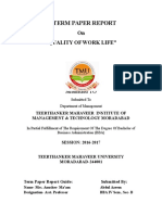 Term Paper Report: On "Quality of Work Life"