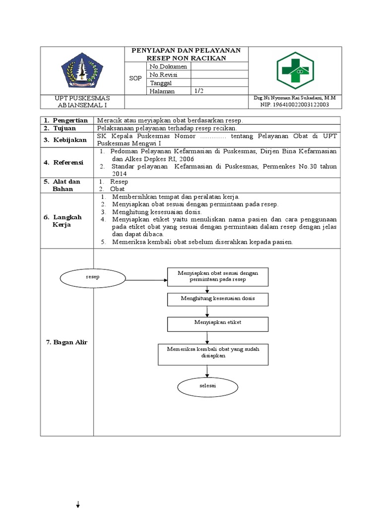 Penyiapan Dan Pelayanan Resep Non Racikan | PDF
