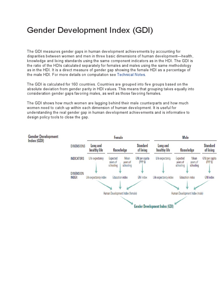 Gender Development Index (GDI) : Technical Notes | PDF