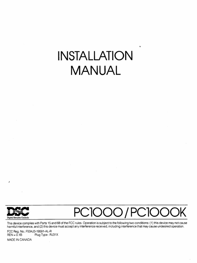 DSC Pc1000 Installation Manual1 | PDF