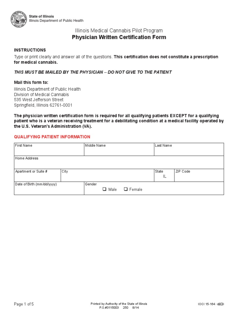 Physician Certification Form 080814 Medical Cannabis Medical Diagnosis